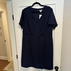 Elegant Navy Button-Down Dress